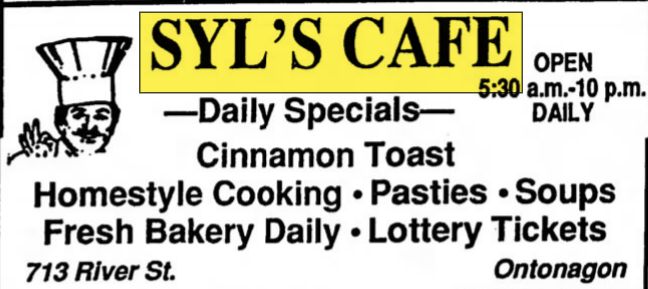 Syls Cafe - Aug 1995 Ad